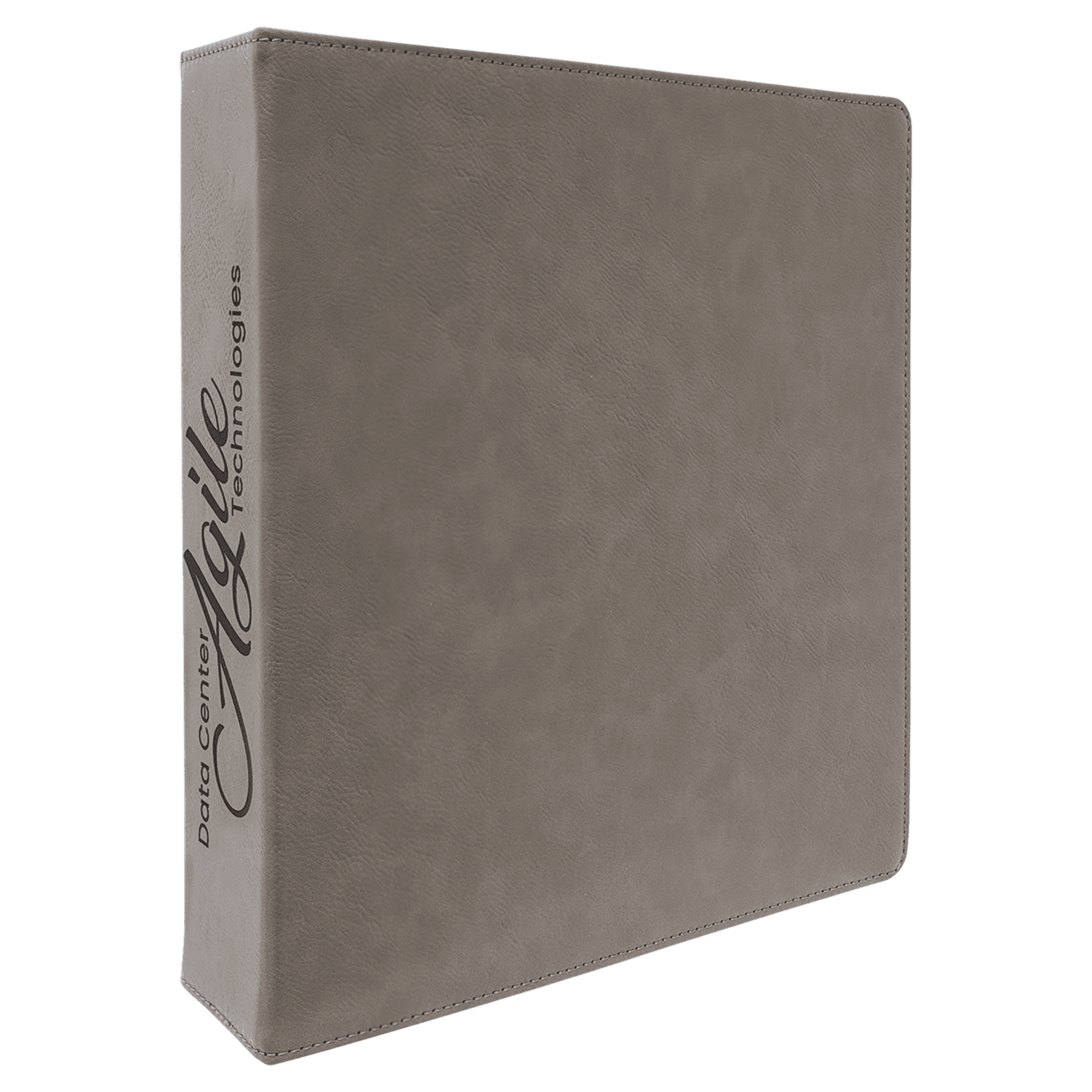 Gray Engravable Leatherette 3 Ring Binder with 2" Slant D Rings - 11" x 11 1/2"