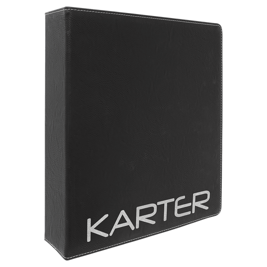 11" x 11 1/2" Black/Siver Laserable Leatherette 3 Ring Binder with 2" Slant D Rings