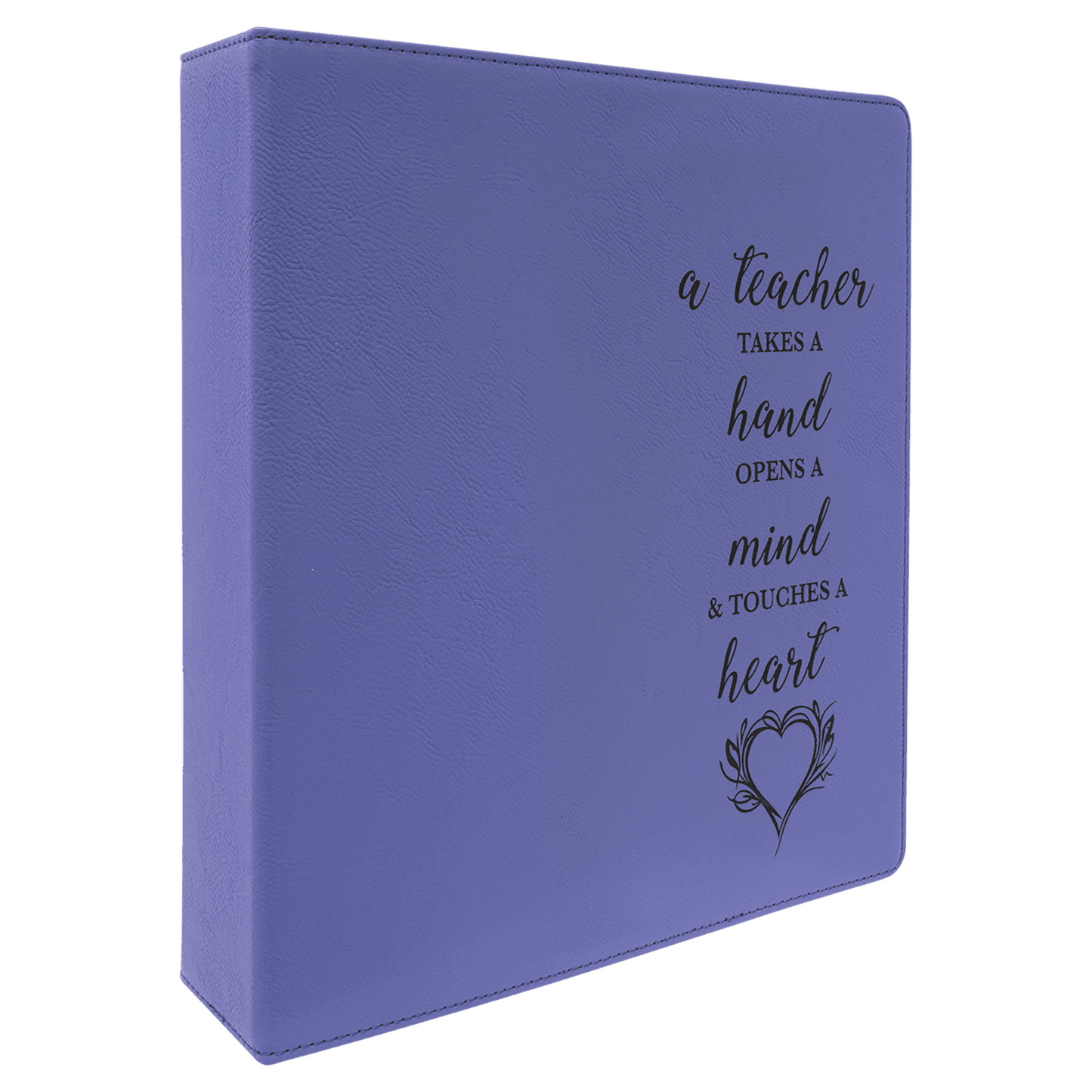 Purple/Black Engravable Leatherette 3 Ring Binder with 2" Slant D Rings - 11" x 11 1/2"