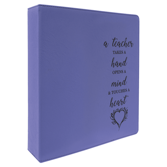 11" x 11 1/2" Purple/Black Laserable Leatherette 3 Ring Binder with 2" Slant D Rings