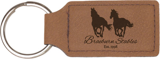 Dark Brown Engravable Leatherette Rectangle Keychain - 2 3/4" x 1 1/4"