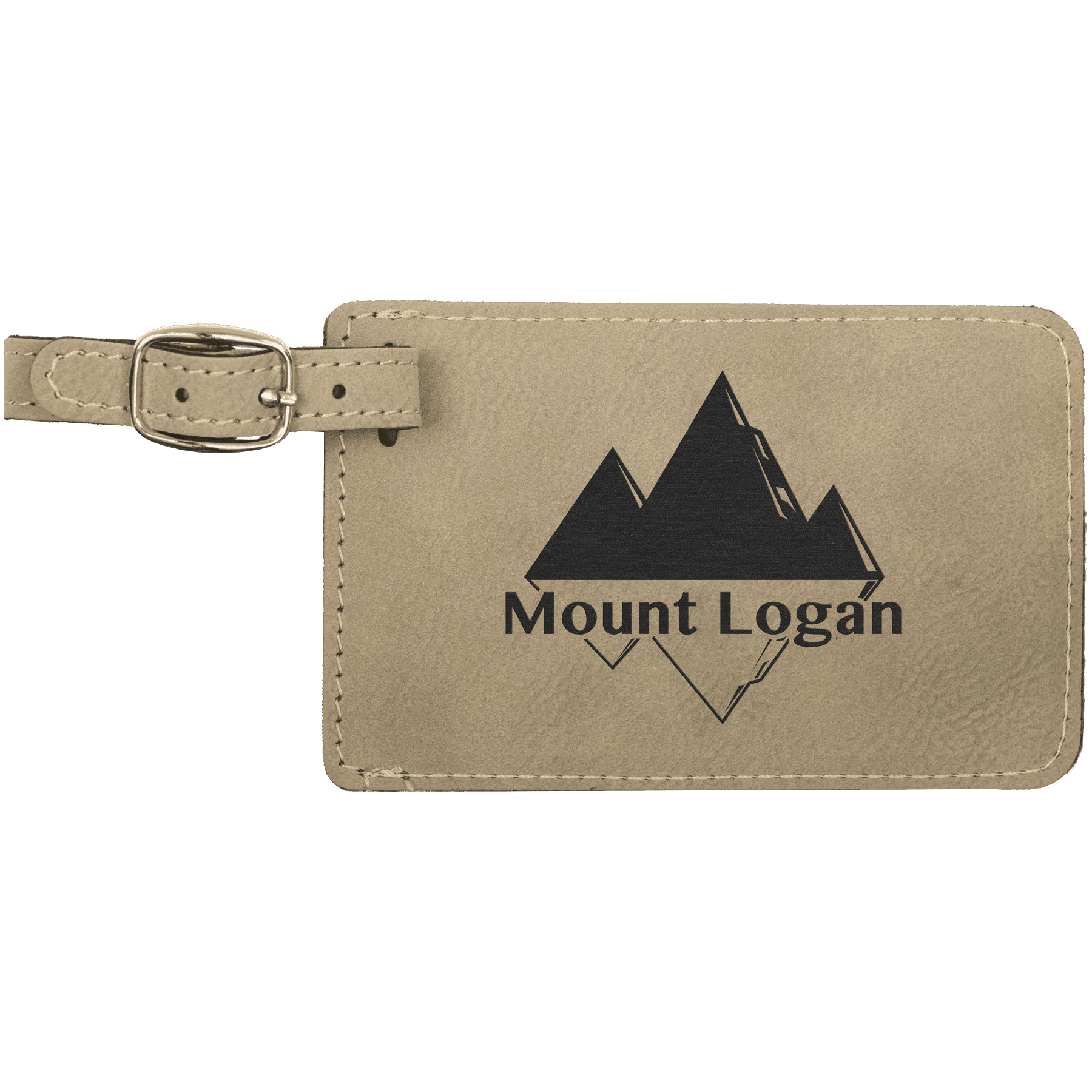 Light Brown Engravable Leatherette Luggage Tag - 4 1/4" x 2 3/4"