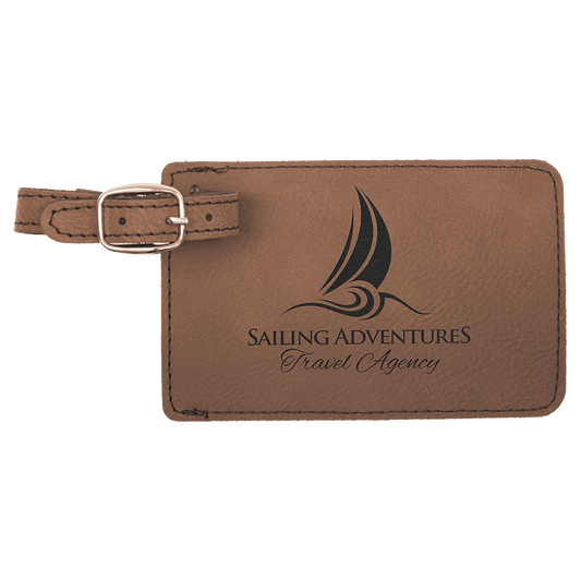 4 1/4" x 2 3/4" Dark Brown Laserable Leatherette Luggage Tag