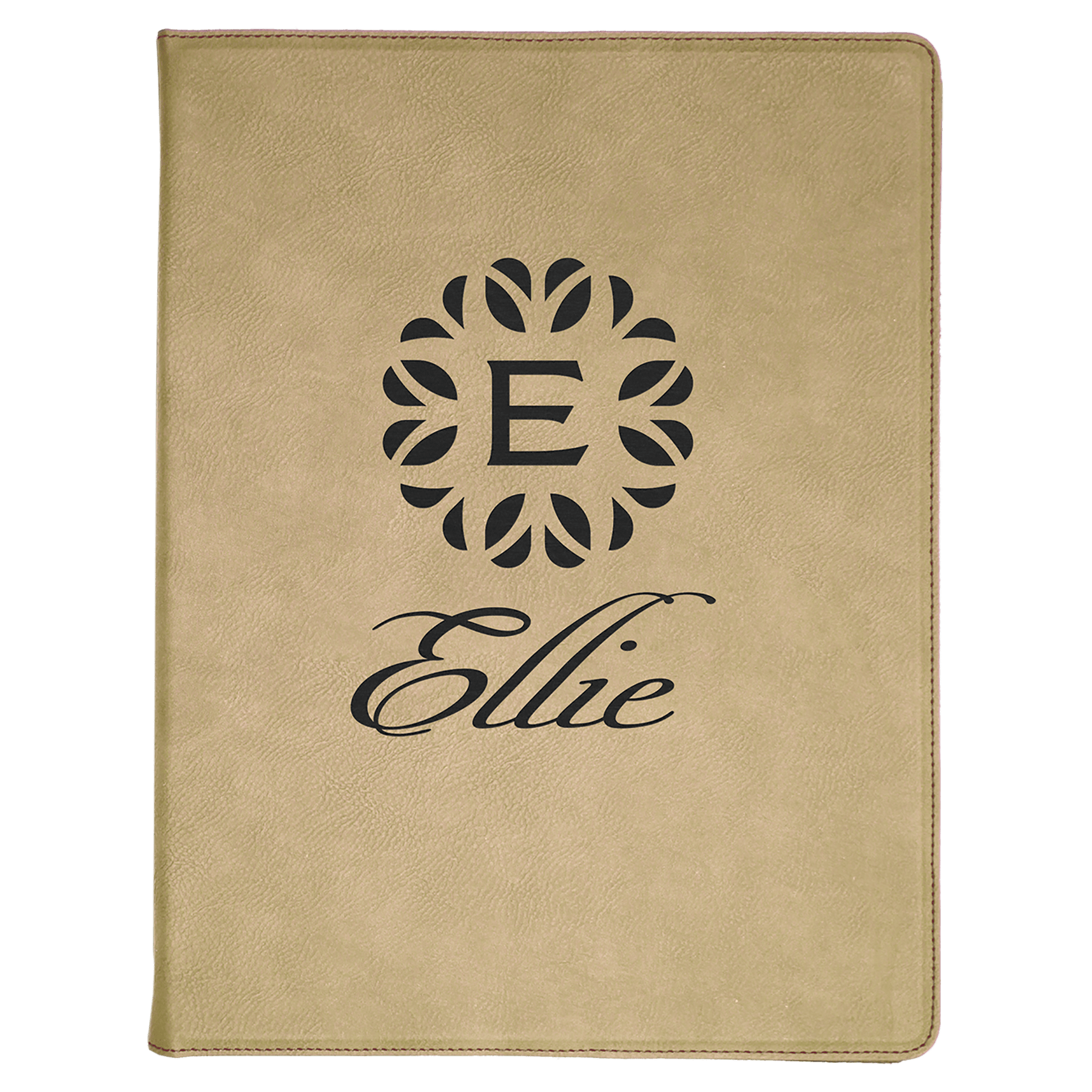 Light Brown Engravable Leatherette Portfolio with Notepad - 9 1/2" x 12"