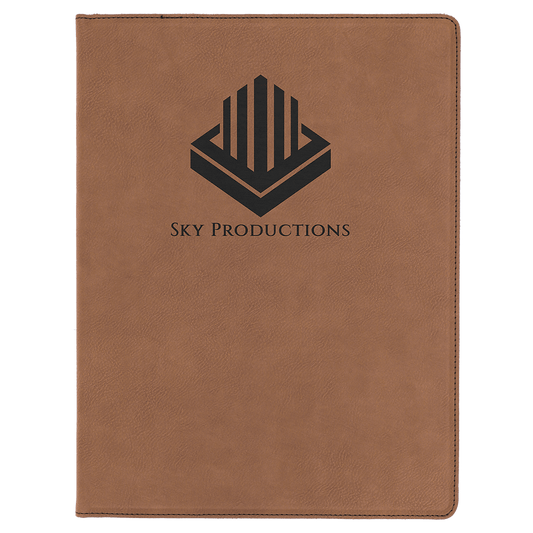 9 1/2" x 12" Dark Brown Laserable Leatherette Portfolio with Notepad