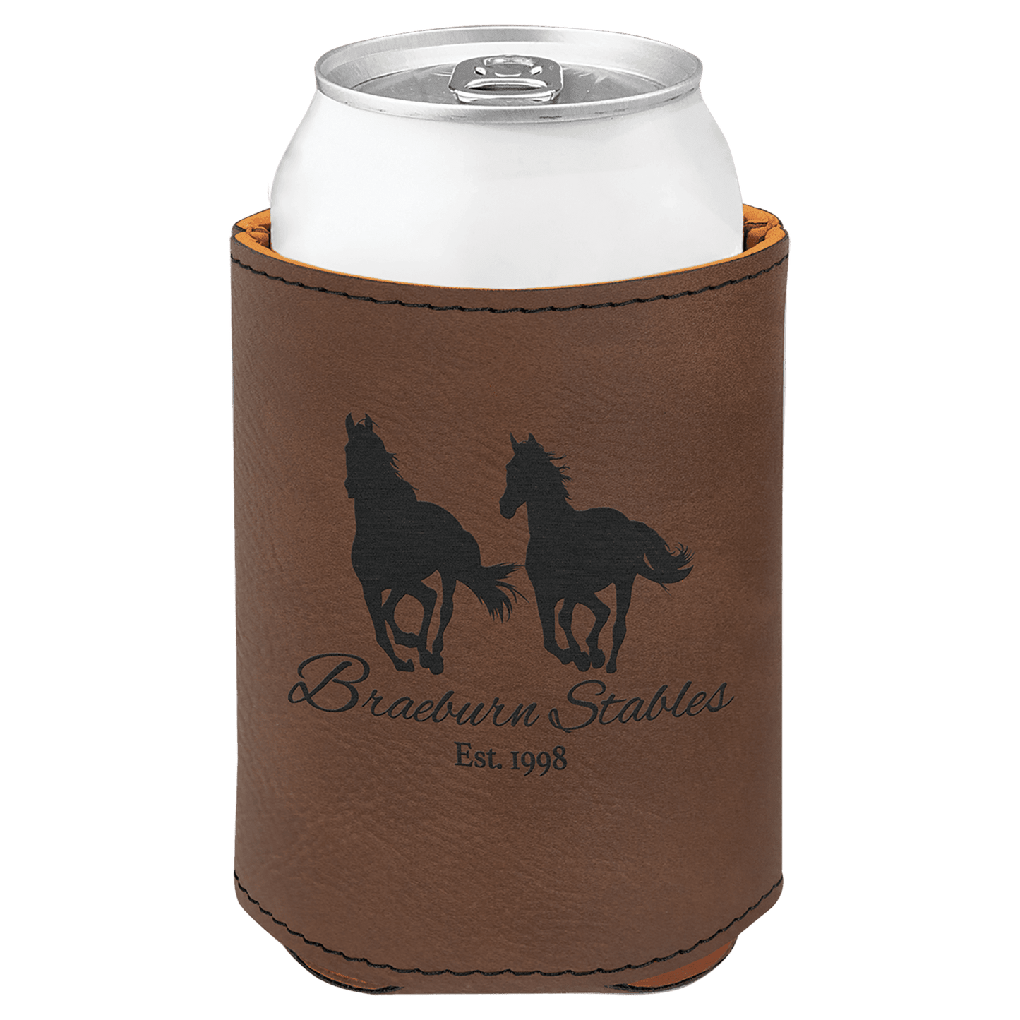 Dark Brown Engravable Leatherette Beverage Holder - 3 3/4"