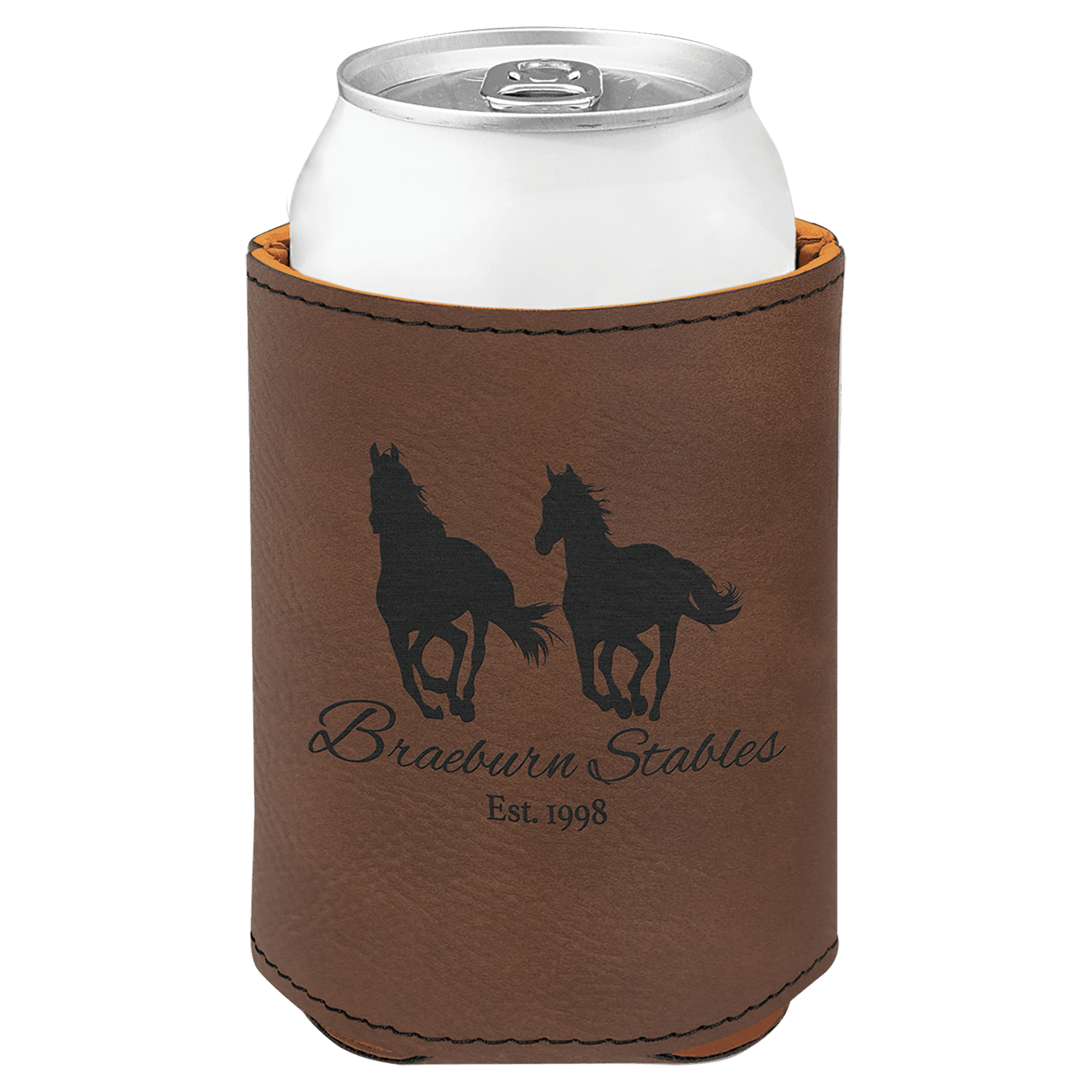 Dark Brown Engravable Leatherette Beverage Holder - 3 3/4"