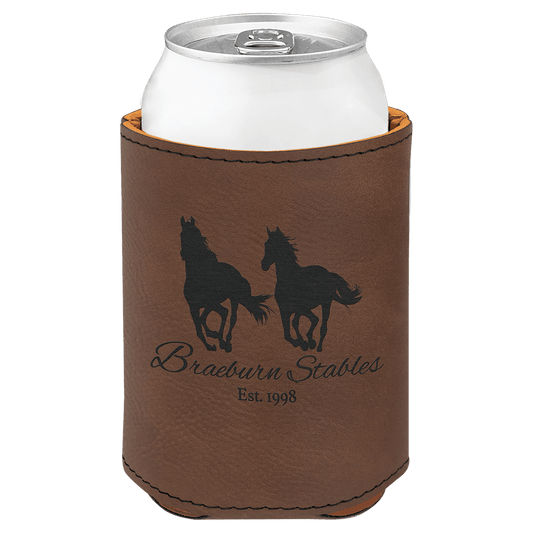 Dark Brown Engravable Leatherette Beverage Holder - 3 3/4"