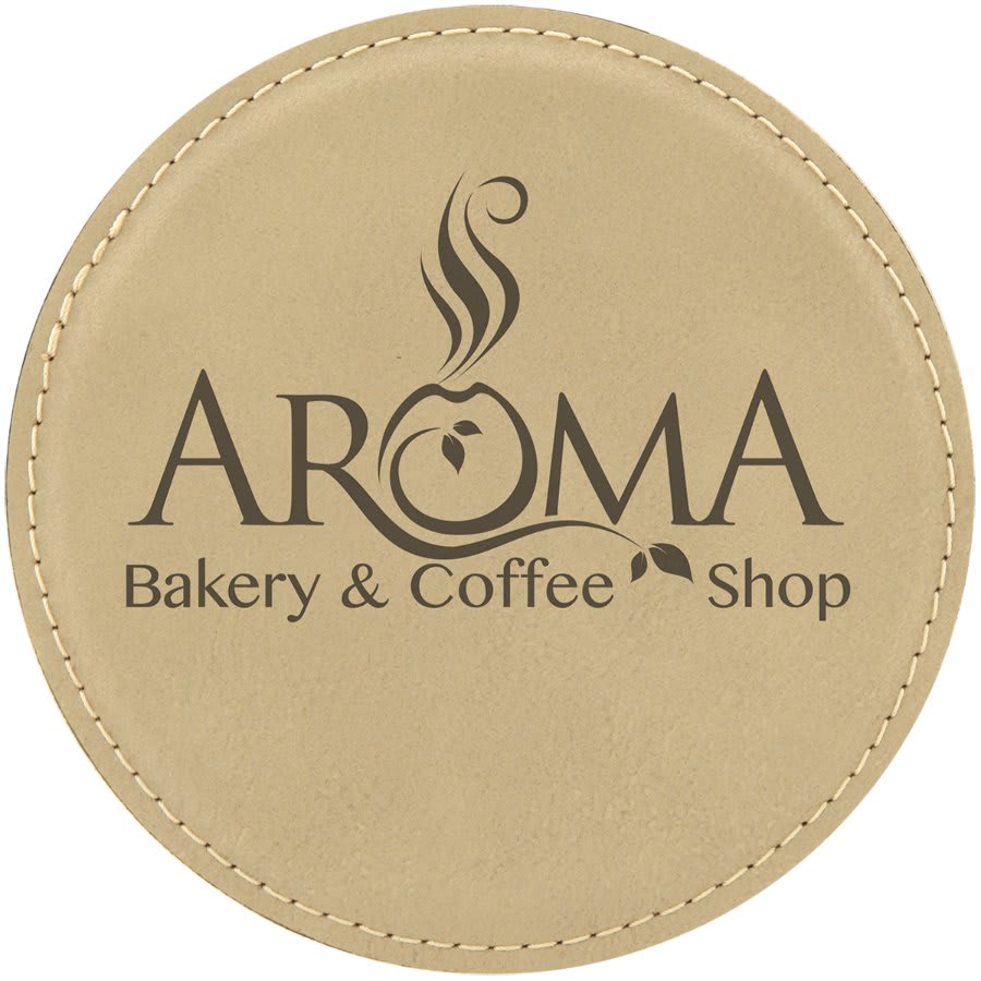 Round Light Brown Engravable Leatherette Coaster - 4"