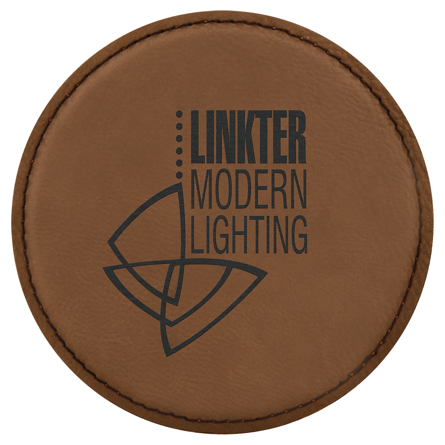 Round Dark Brown Engravable Leatherette Coaster - 4"