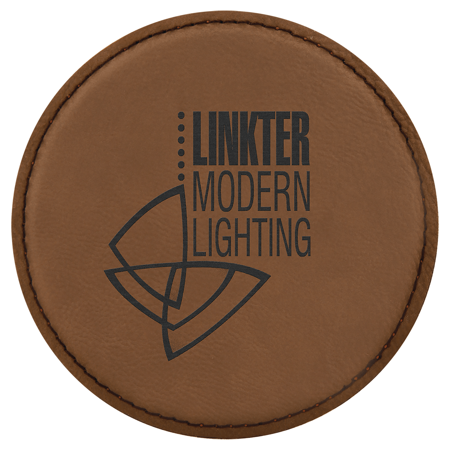 Round Dark Brown Engravable Leatherette Coaster - 4"