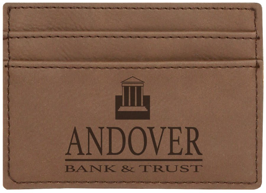 Dark Brown Engravable Leatherette Wallet Clip - 4" x 2 3/4"