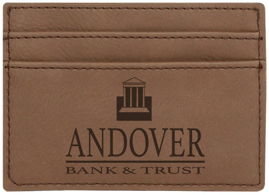 Dark Brown Engravable Leatherette Wallet Clip - 4" x 2 3/4"