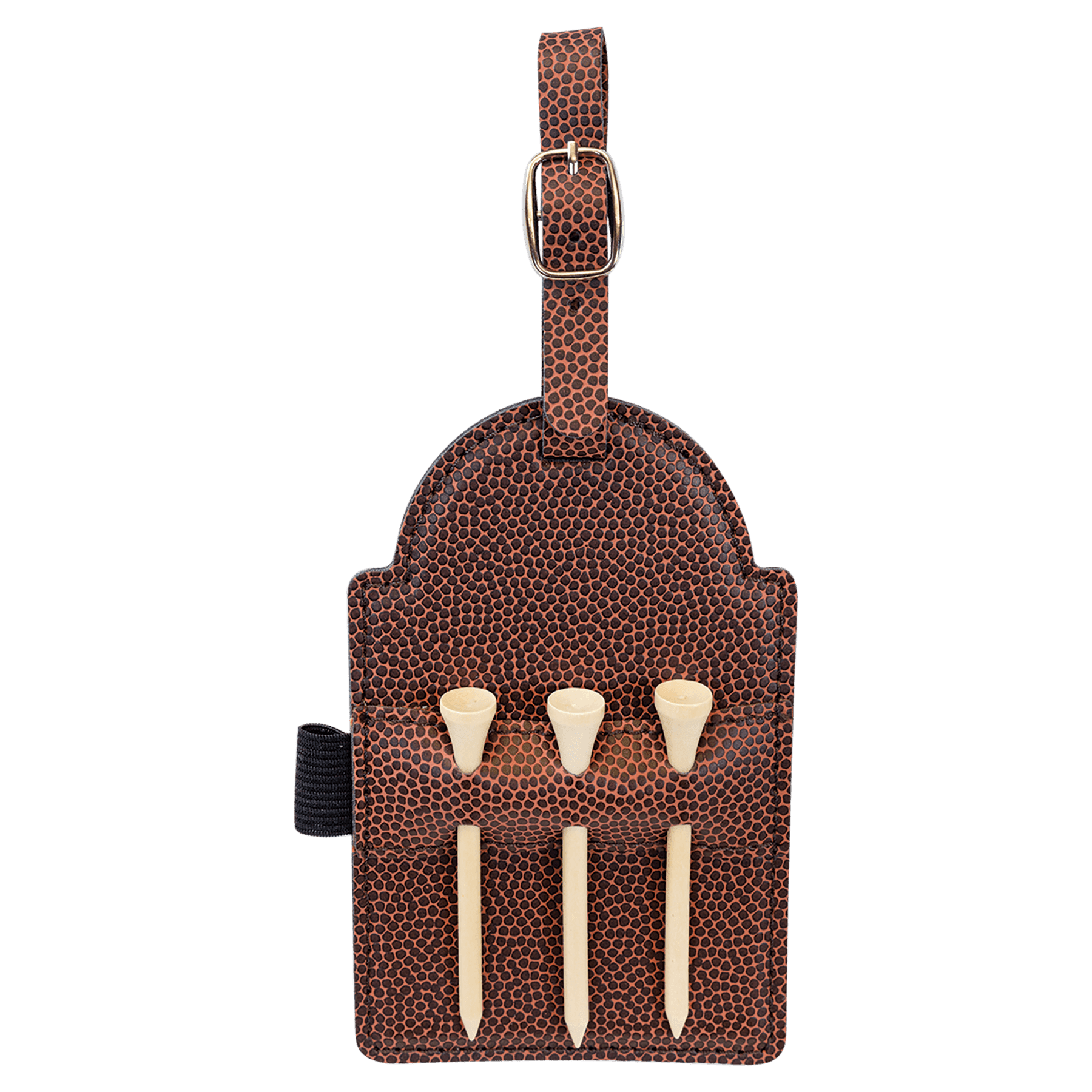 Football Engravable Leatherette Golf Bag Tag with 3 Wooden Tees - 5" x 3 1/4"