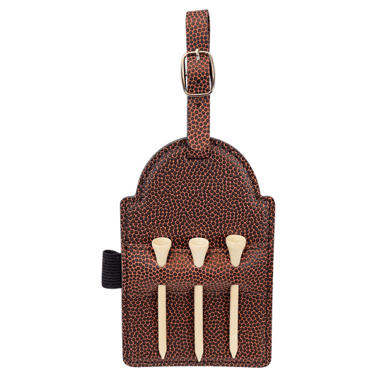 Football Engravable Leatherette Golf Bag Tag with 3 Wooden Tees - 5" x 3 1/4"