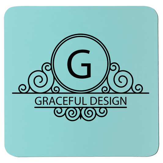 Square Teal/Black Silicone Coaster - 3 3/4" x 3 3/4"