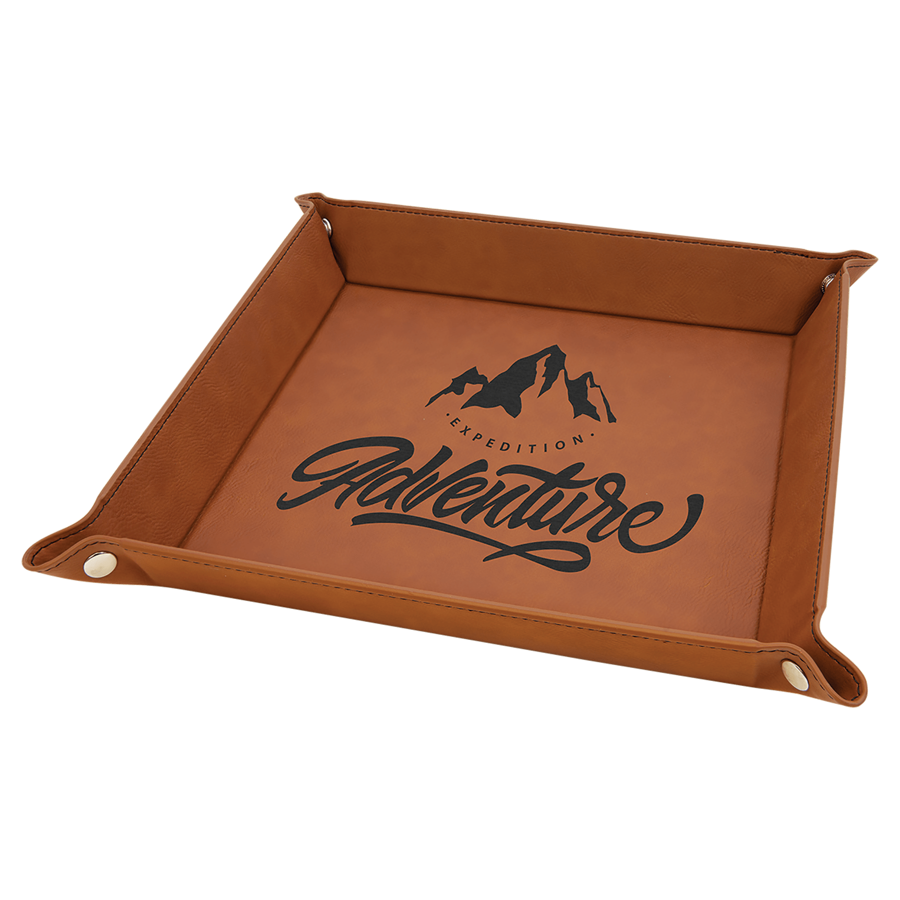 Rawhide Engravable Leatherette Snap Up Tray with Silver Snaps - 9" x 9"