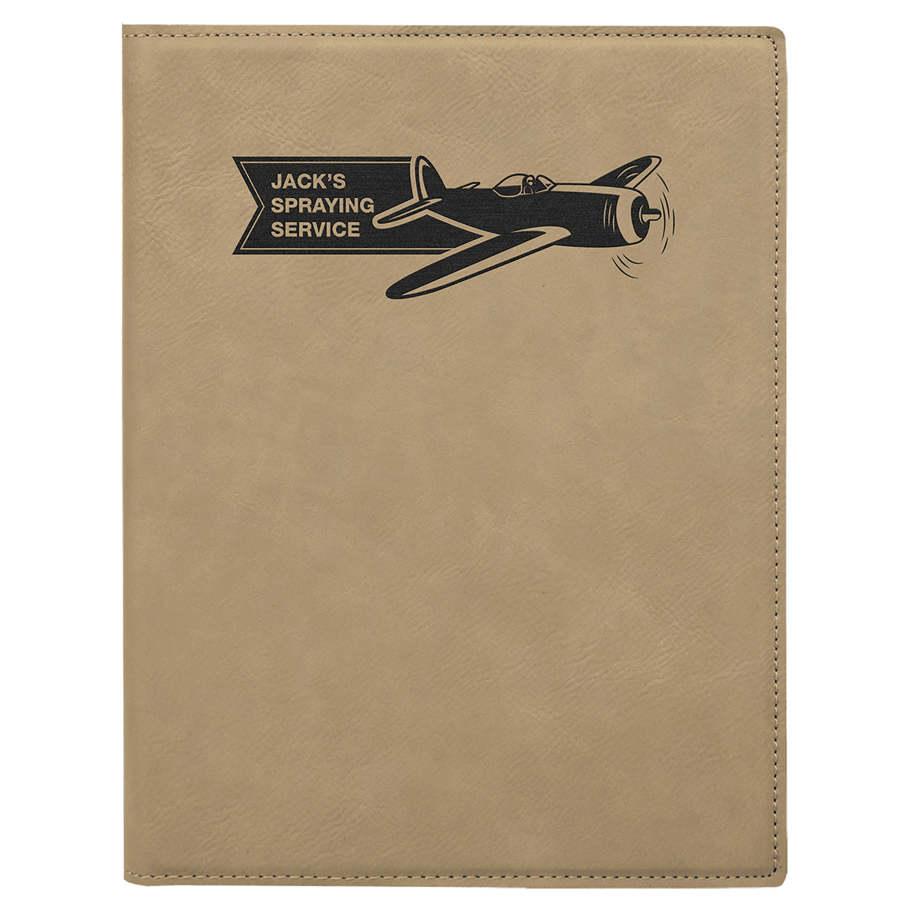 Light Brown Engravable Leatherette Small Portfolio with Notepad - 7" x 9"