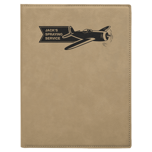 7" x 9" Light Brown Laserable Leatherette Small Portfolio with Notepad