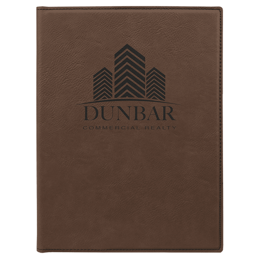 Dark Brown Engravable Leatherette Small Portfolio with Notepad - 7" x 9"