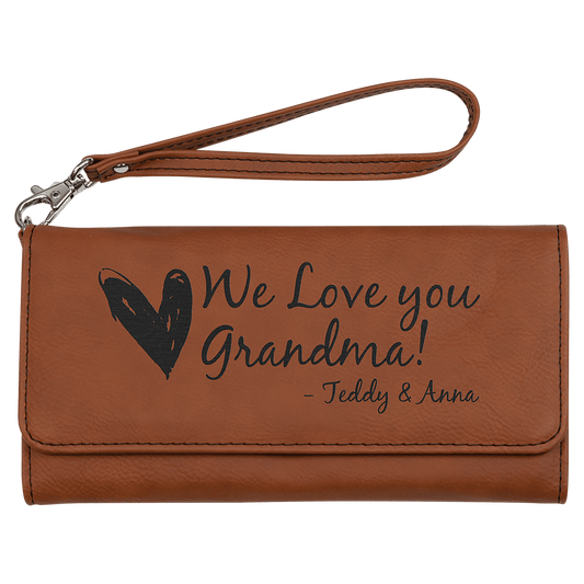 Rawhide Engravable Leatherette Wallet with Strap - 7 1/2" x 4"