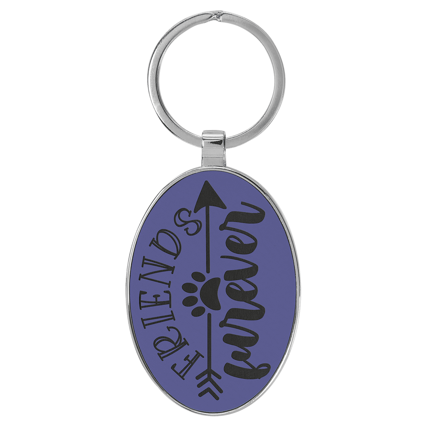 Engravable Leatherette/Metal Purple Oval Keychain - 3" x 1 3/4"