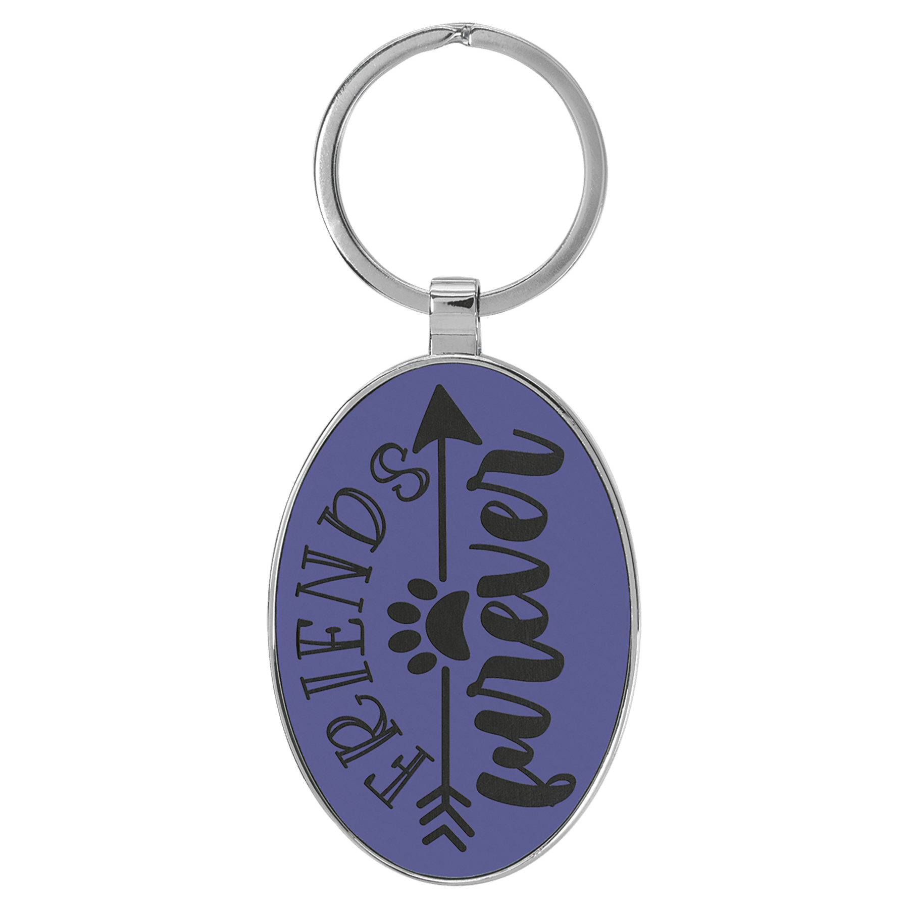Engravable Leatherette/Metal Purple Oval Keychain - 3" x 1 3/4"