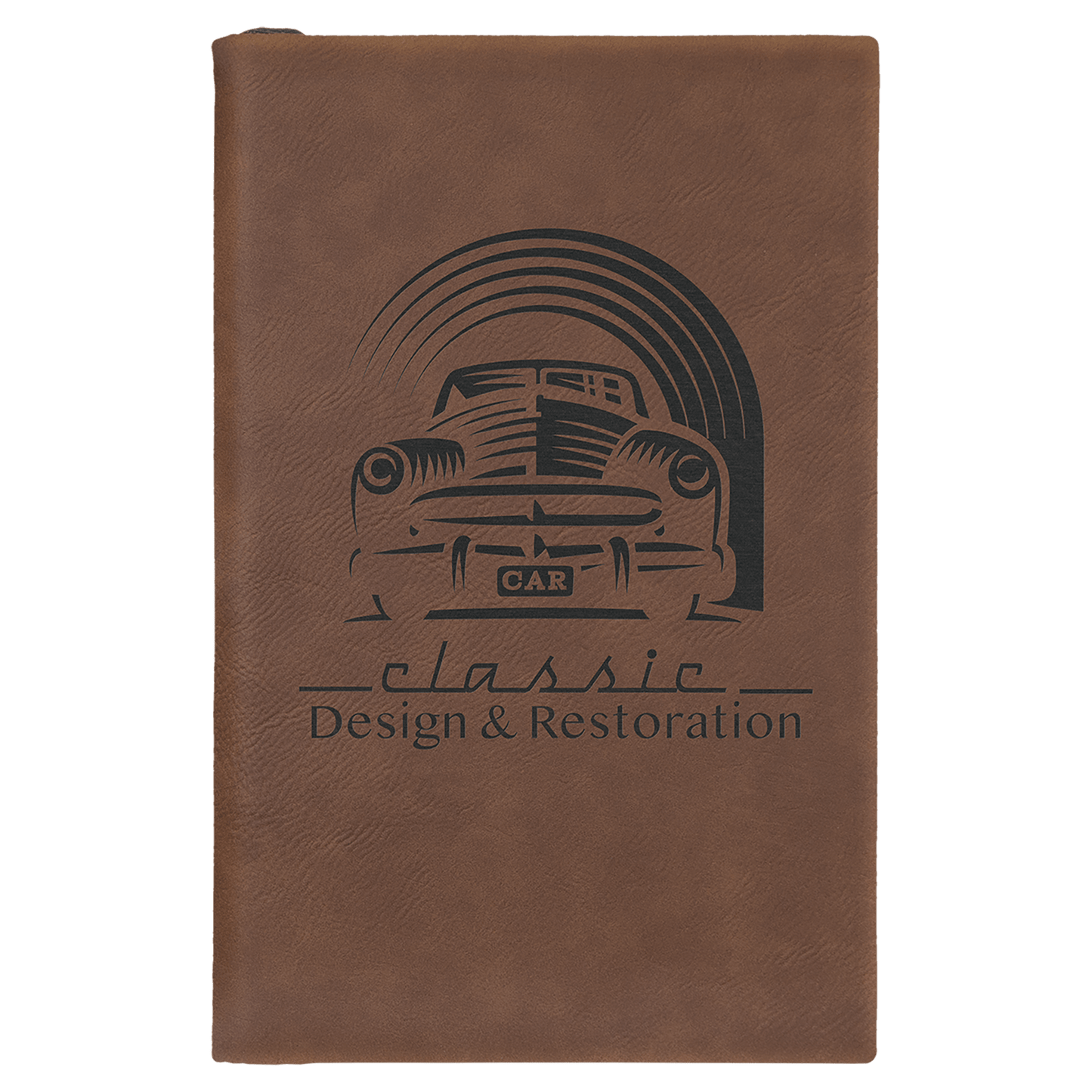 Dark Brown Engravable Leatherette Sketch Book with Unlined Notepad - 5 1/4" x 8 1/4"