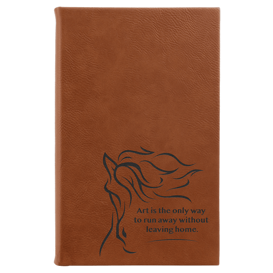 Rawhide Engravable Leatherette Sketch Book with Unlined Notepad - 5 1/4" x 8 1/4"