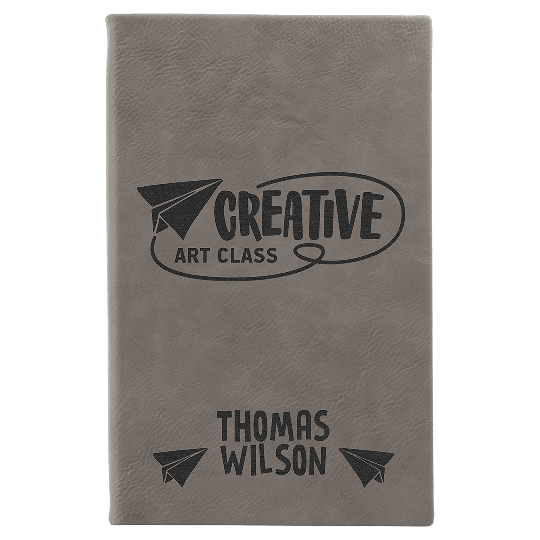 Gray Engravable Leatherette Sketch Book with Unlined Notepad - 5 1/4" x 8 1/4"