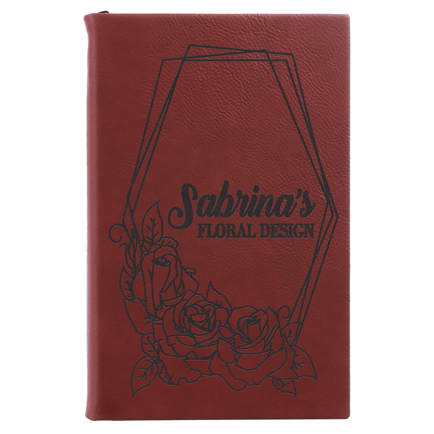 Rose Engravable Leatherette Sketch Book with Unlined Notepad - 5 1/4" x 8 1/4"