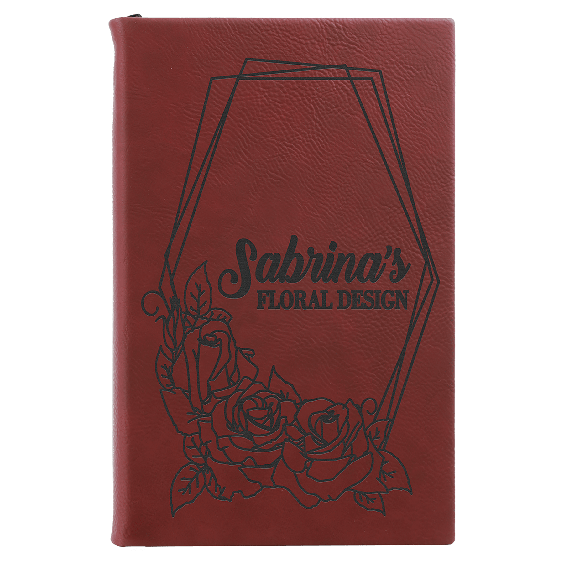 Rose Engravable Leatherette Sketch Book with Unlined Notepad - 5 1/4" x 8 1/4"