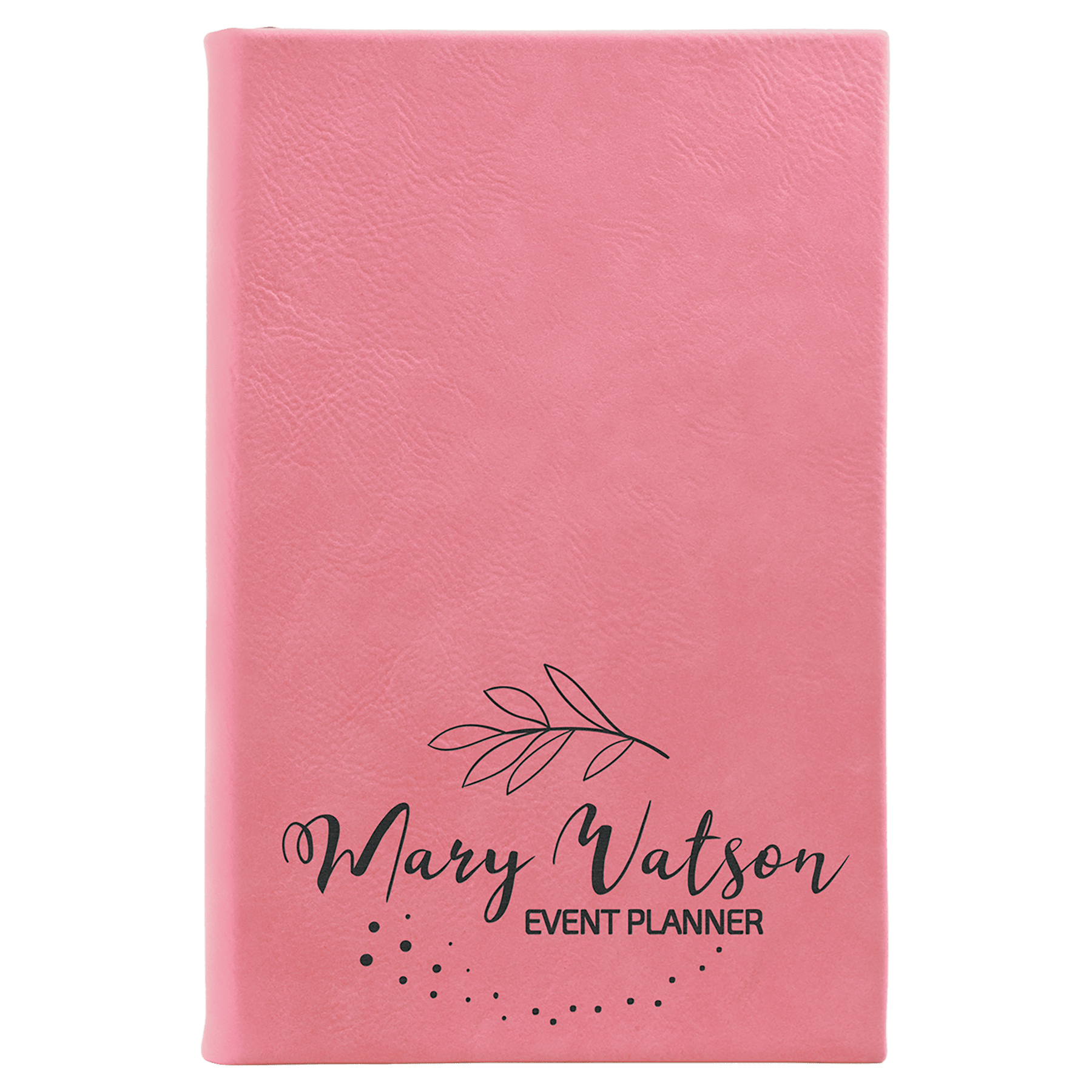 Pink Engravable Leatherette Sketch Book with Unlined Notepad - 5 1/4" x 8 1/4"