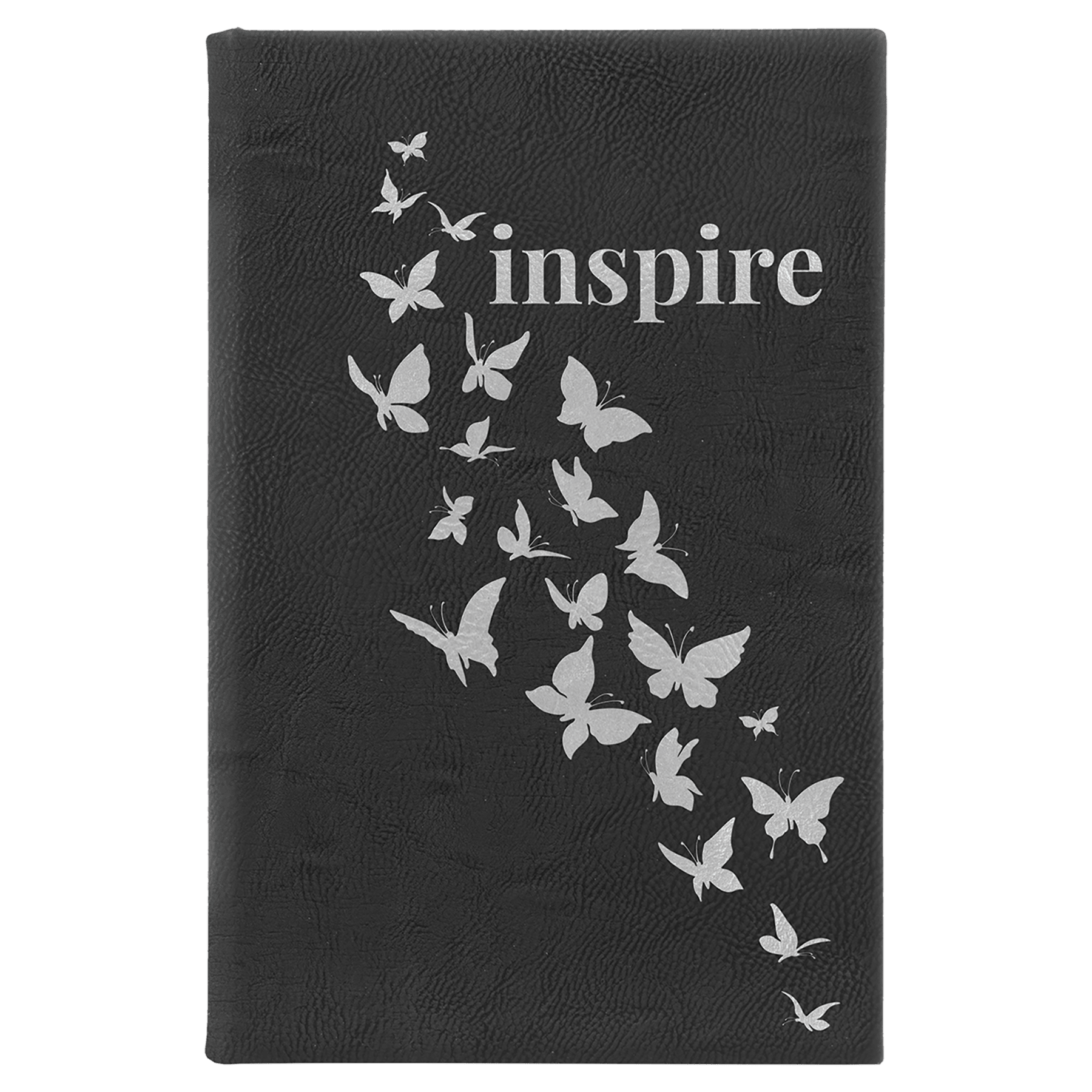 5 1/4" x 8 1/4" Black/Silver Laserable Leatherette Sketch Book with Unlined Notepad