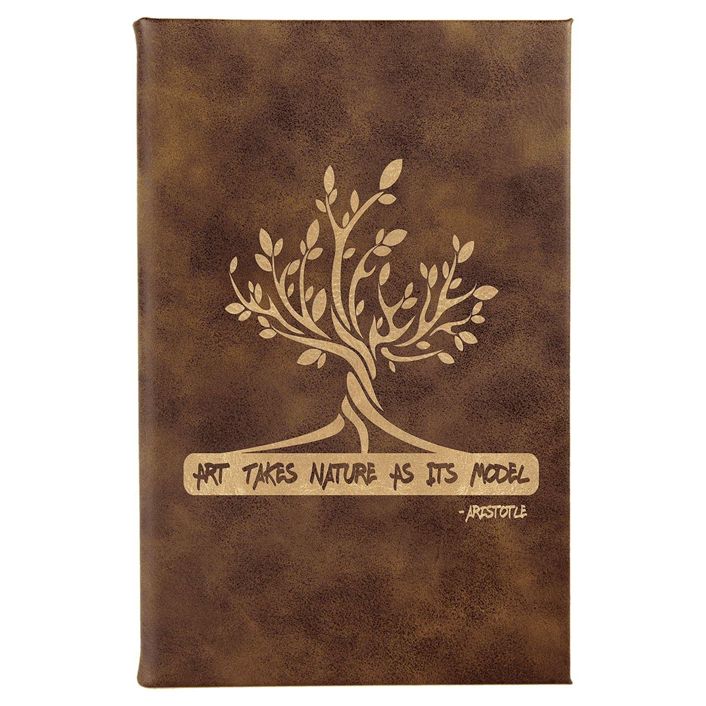 Rustic/Gold Engravable Leatherette Sketch Book with Unlined Notepad - 5 1/4" x 8 1/4"