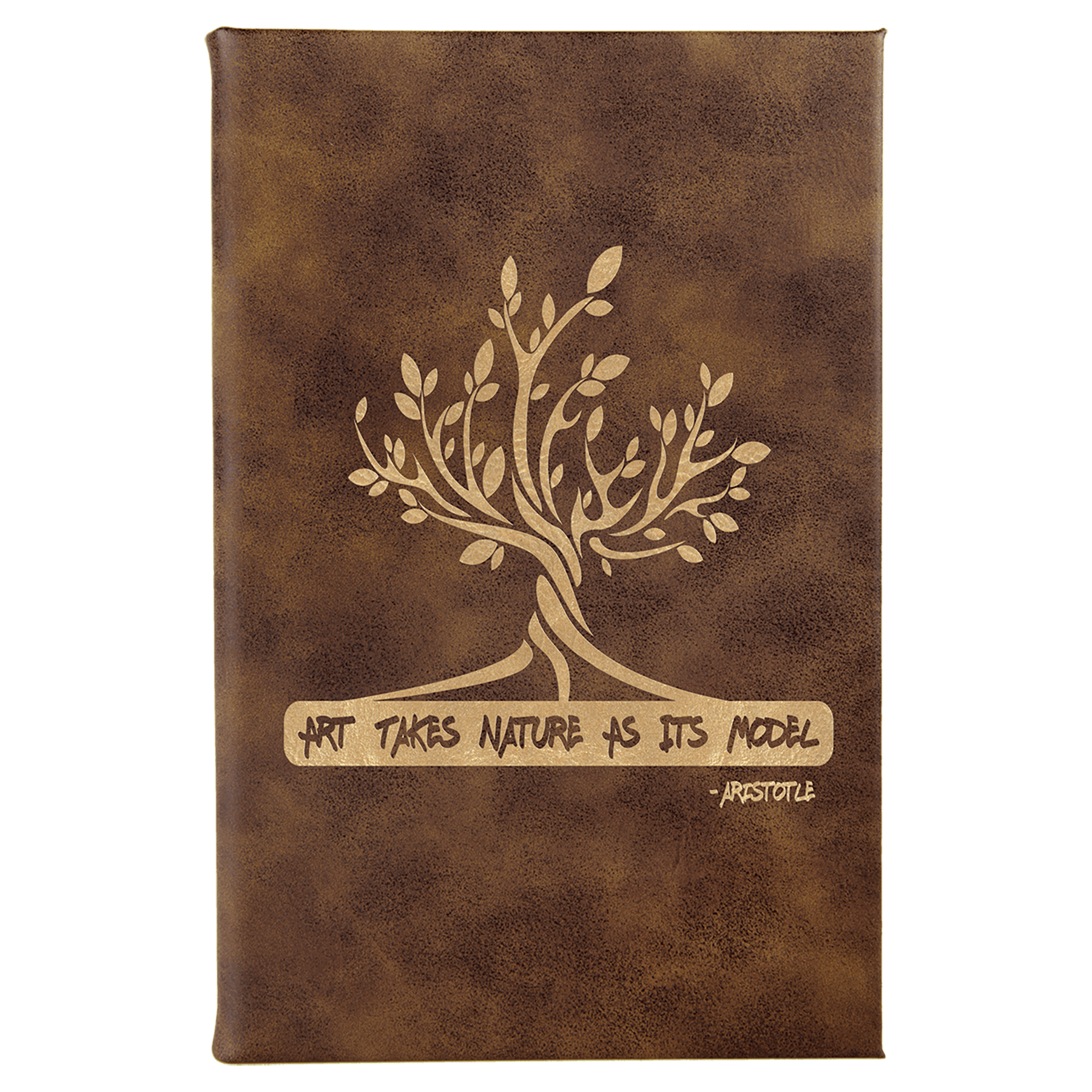 Rustic/Gold Engravable Leatherette Sketch Book with Unlined Notepad - 5 1/4" x 8 1/4"