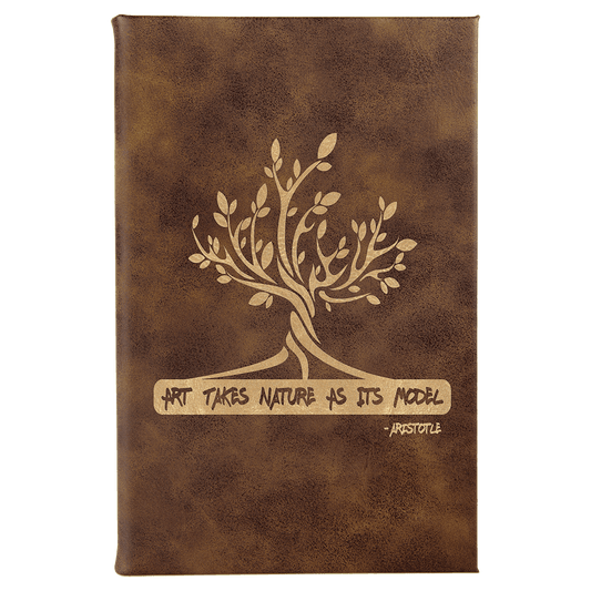 Rustic/Gold Engravable Leatherette Sketch Book with Unlined Notepad - 5 1/4" x 8 1/4"
