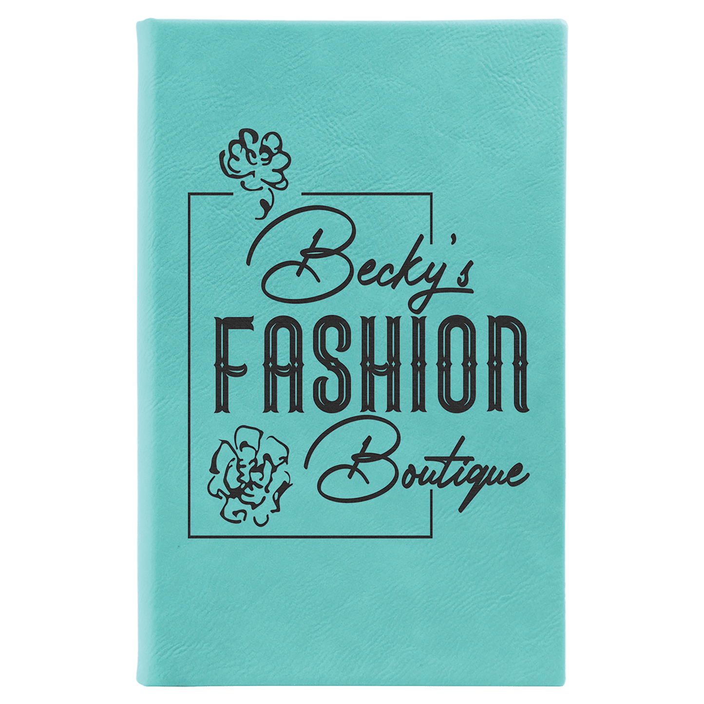 Teal Engravable Leatherette Sketch Book with Unlined Notepad - 5 1/4" x 8 1/4"