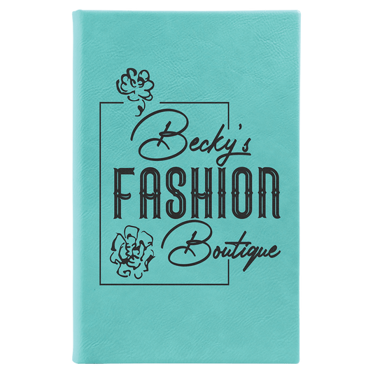 Teal Engravable Leatherette Sketch Book with Unlined Notepad - 5 1/4" x 8 1/4"