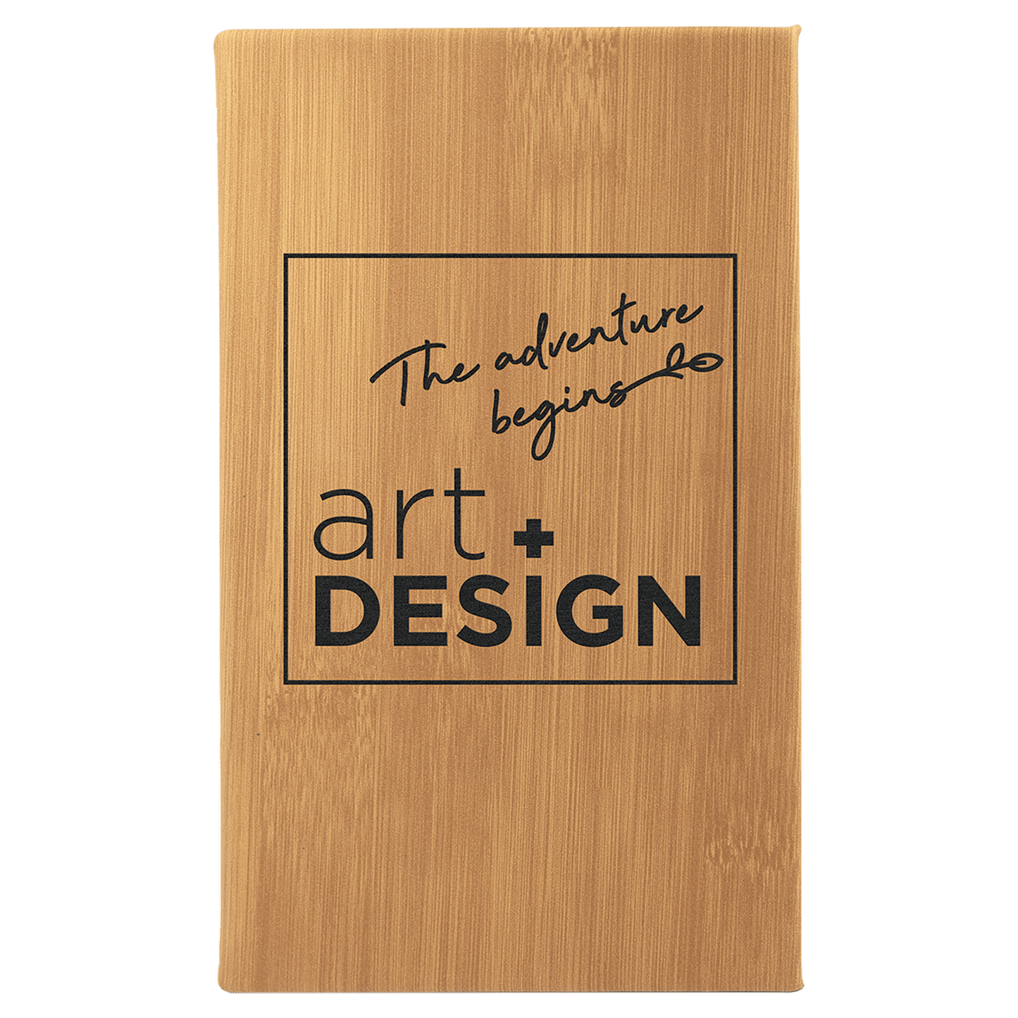 Bamboo Engravable Leatherette Sketch Book with Unlined Notepad - 5 1/4" x 8 1/4"