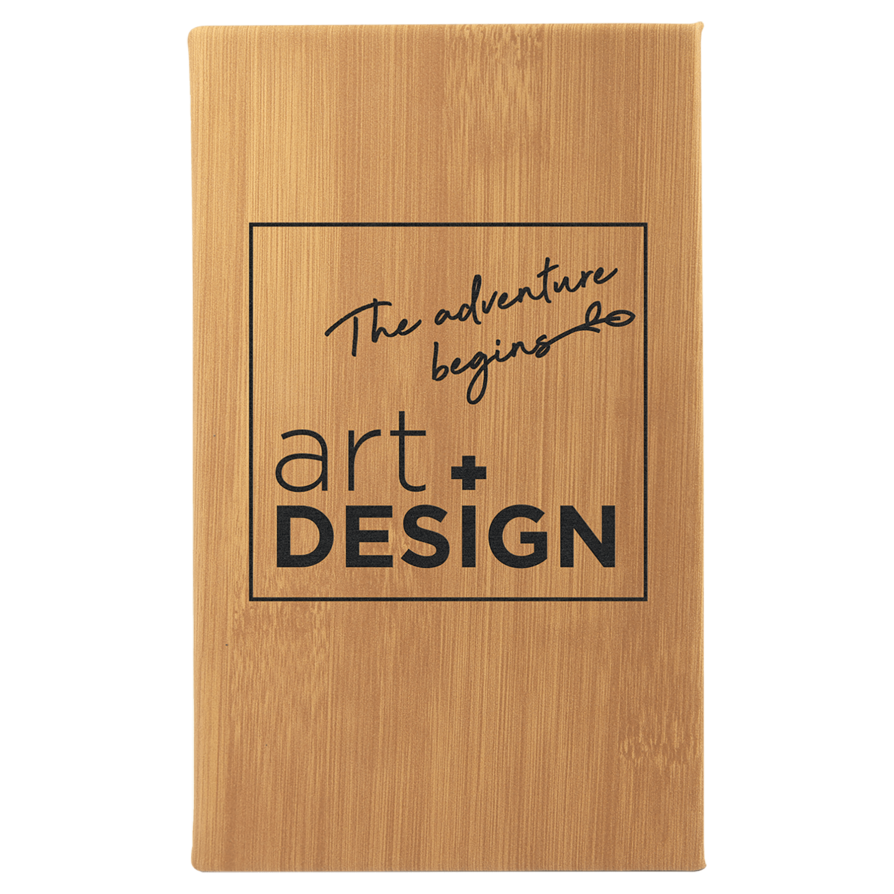 Bamboo Engravable Leatherette Sketch Book with Unlined Notepad - 5 1/4" x 8 1/4"