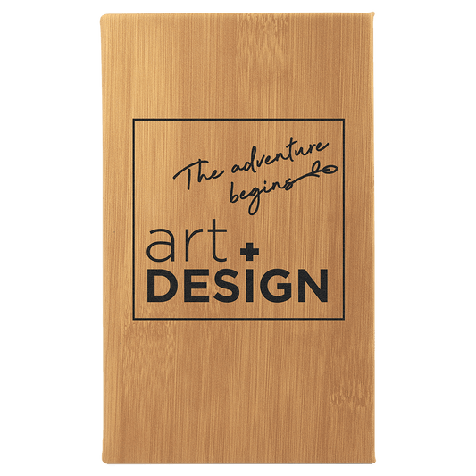 Bamboo Engravable Leatherette Sketch Book with Unlined Notepad - 5 1/4" x 8 1/4"