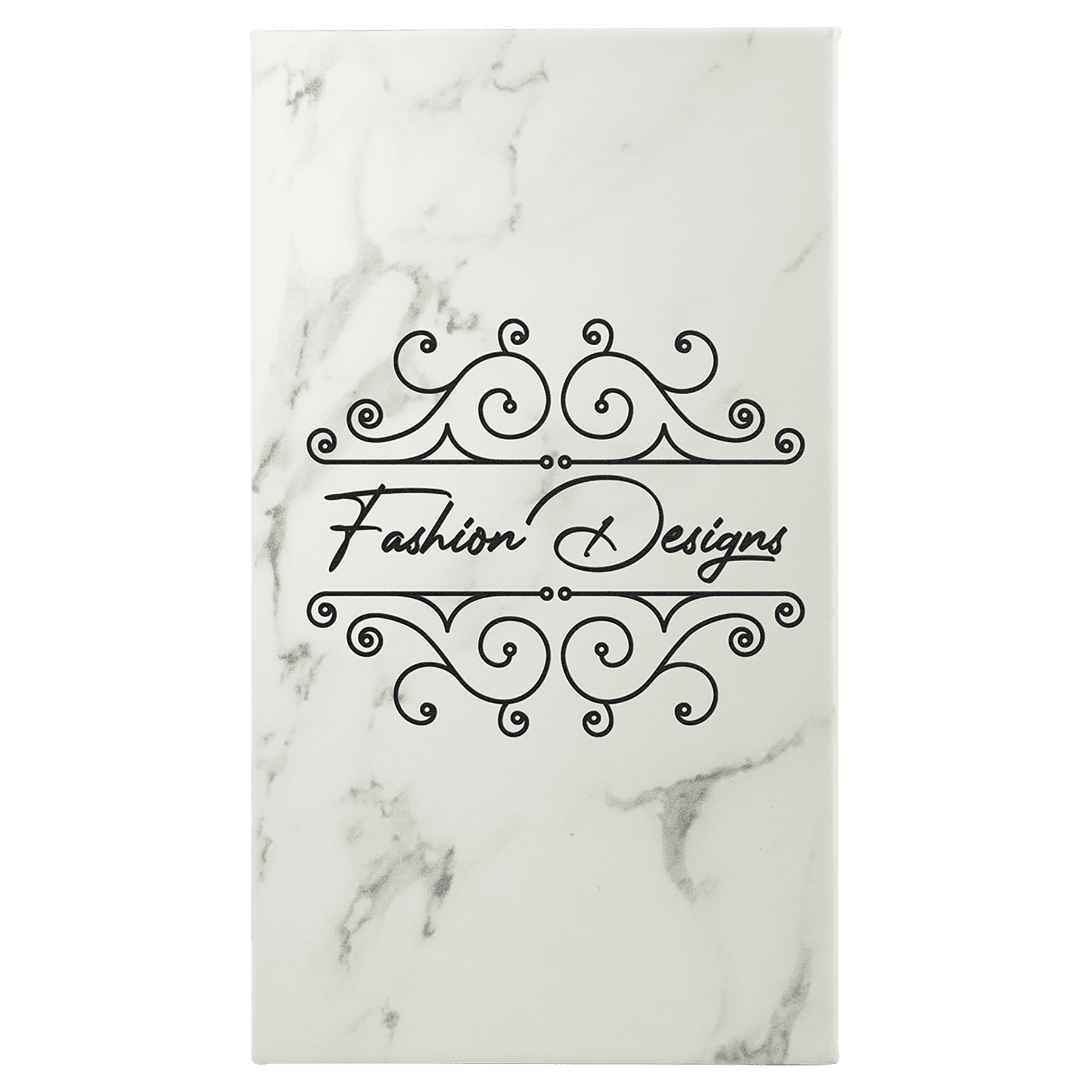 White Marble Engravable Leatherette Sketch Book with Unlined Notepad - 5 1/4" x 8 1/4"