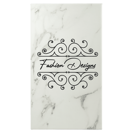 White Marble Engravable Leatherette Sketch Book with Unlined Notepad - 5 1/4" x 8 1/4"