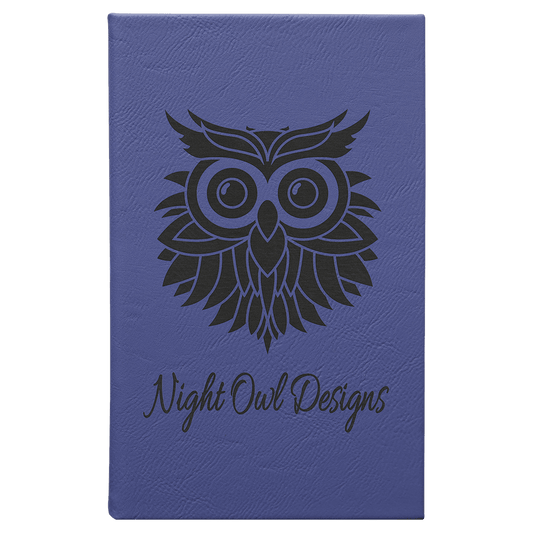 Purple Engravable Leatherette Sketch Book with Unlined Notepad - 5 1/4" x 8 1/4"