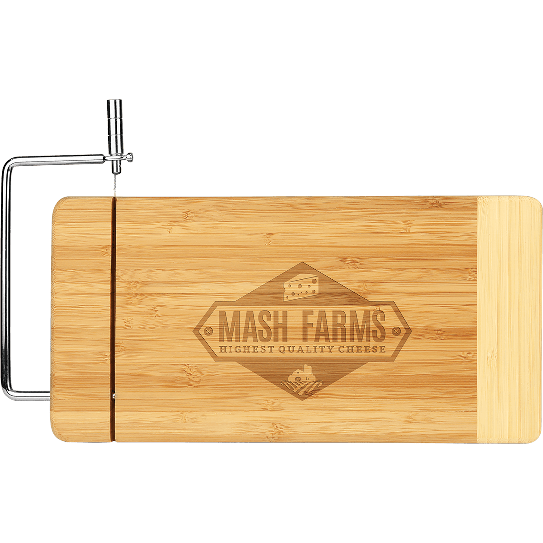 Bamboo Rectangle Cutting Board with Metal Cheese Cutter - 12" x 6"