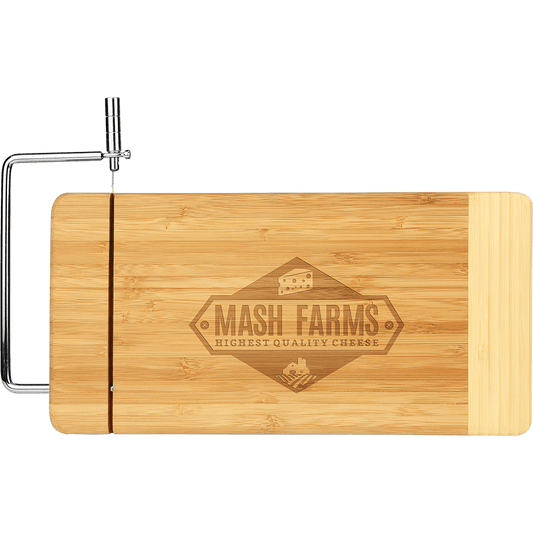 Bamboo Rectangle Cutting Board with Metal Cheese Cutter - 12" x 6"