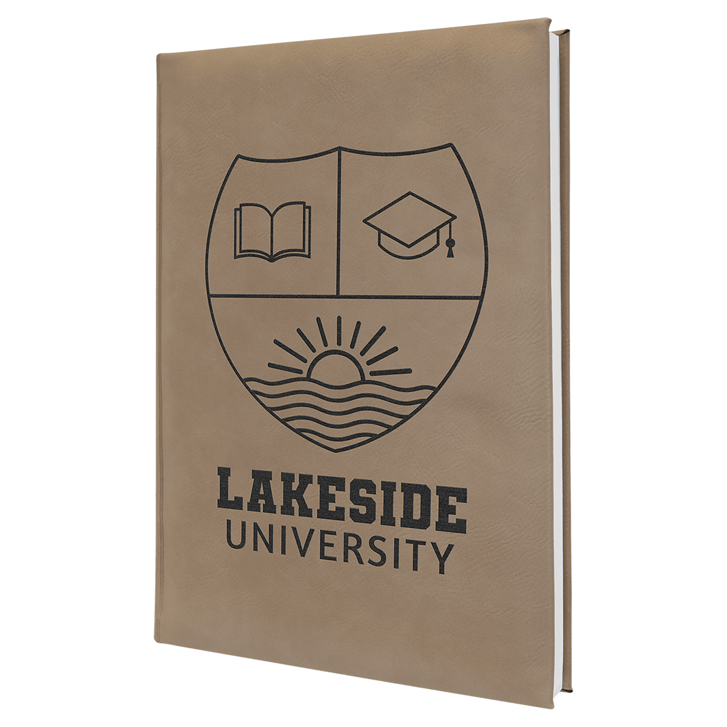 Light Brown Engravable Leatherette Journal with Lined Notepad - 7" x 9 3/4"