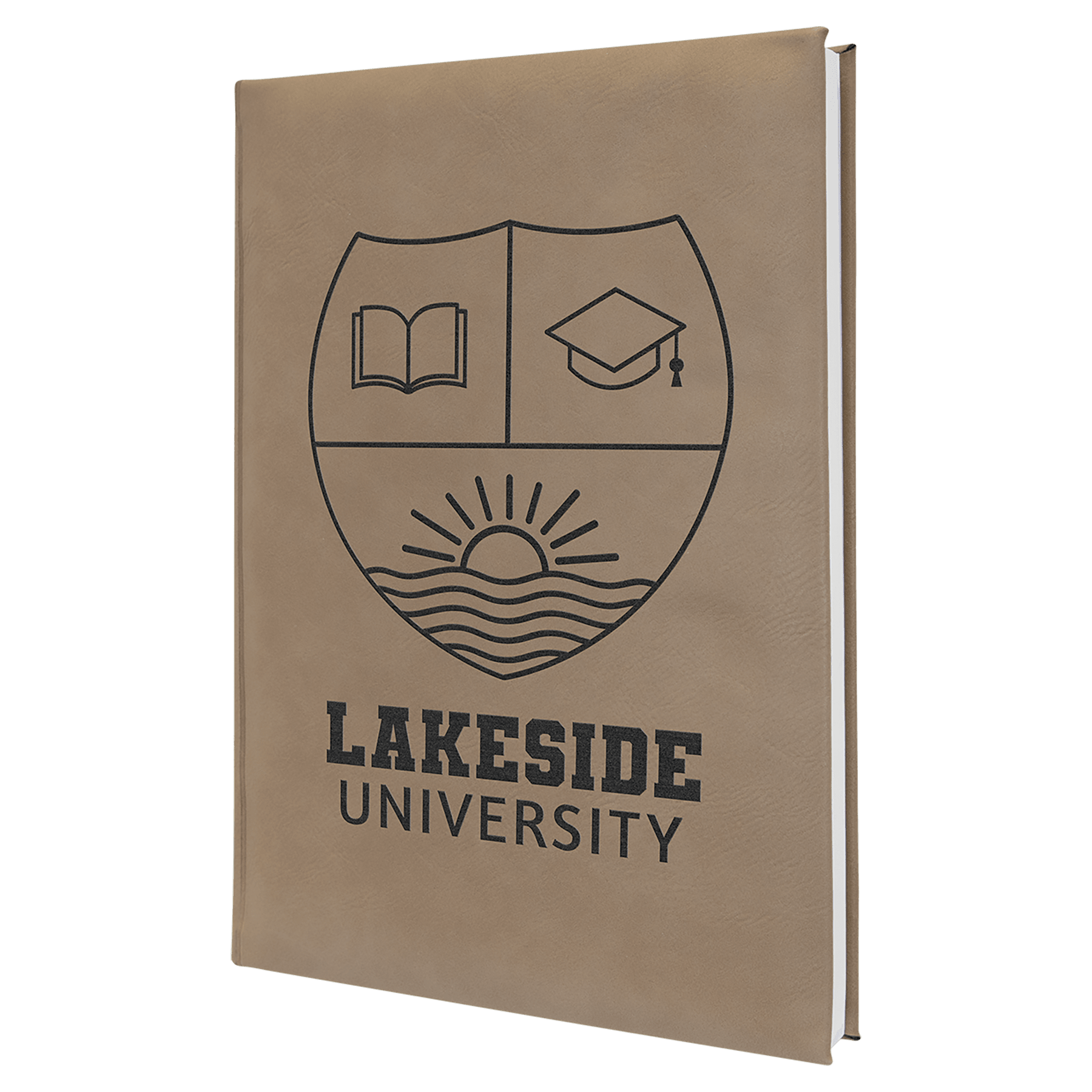 Light Brown Engravable Leatherette Journal with Lined Notepad - 7" x 9 3/4"