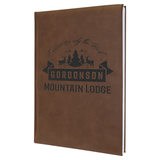 Dark Brown Engravable Leatherette Journal with Lined Notepad - 7" x 9 3/4"